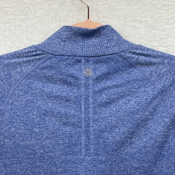 Athleta Shirt Womens Small Blue Fast Track Half Zip Ruched Pullover Workout Gym - Picture 6 of 11